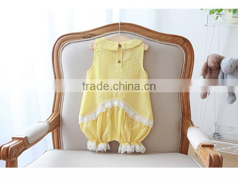 Hot Selling Boutique Seersucker Fabric Baby Girl Romper