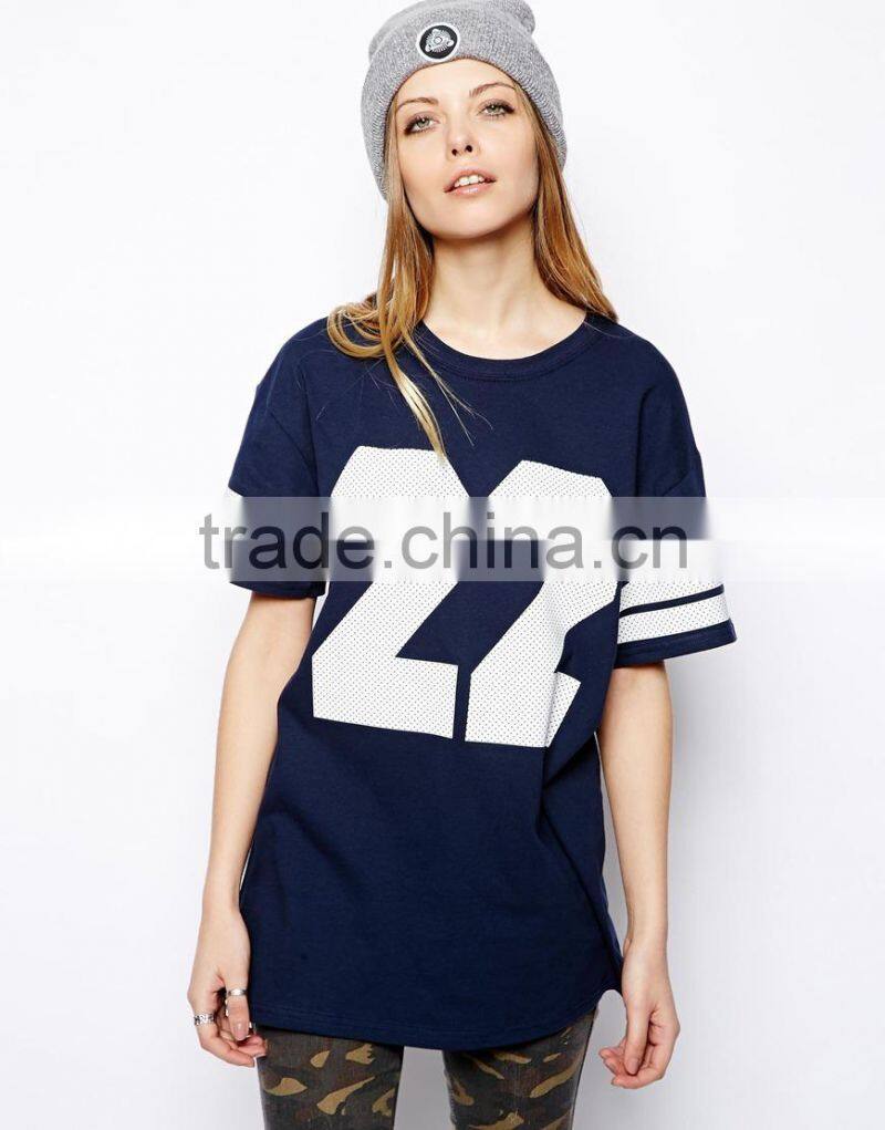 new arrival baseball tee , custom made baseball jerseys,young ladies' o neck striped sleeves baseball t shirts