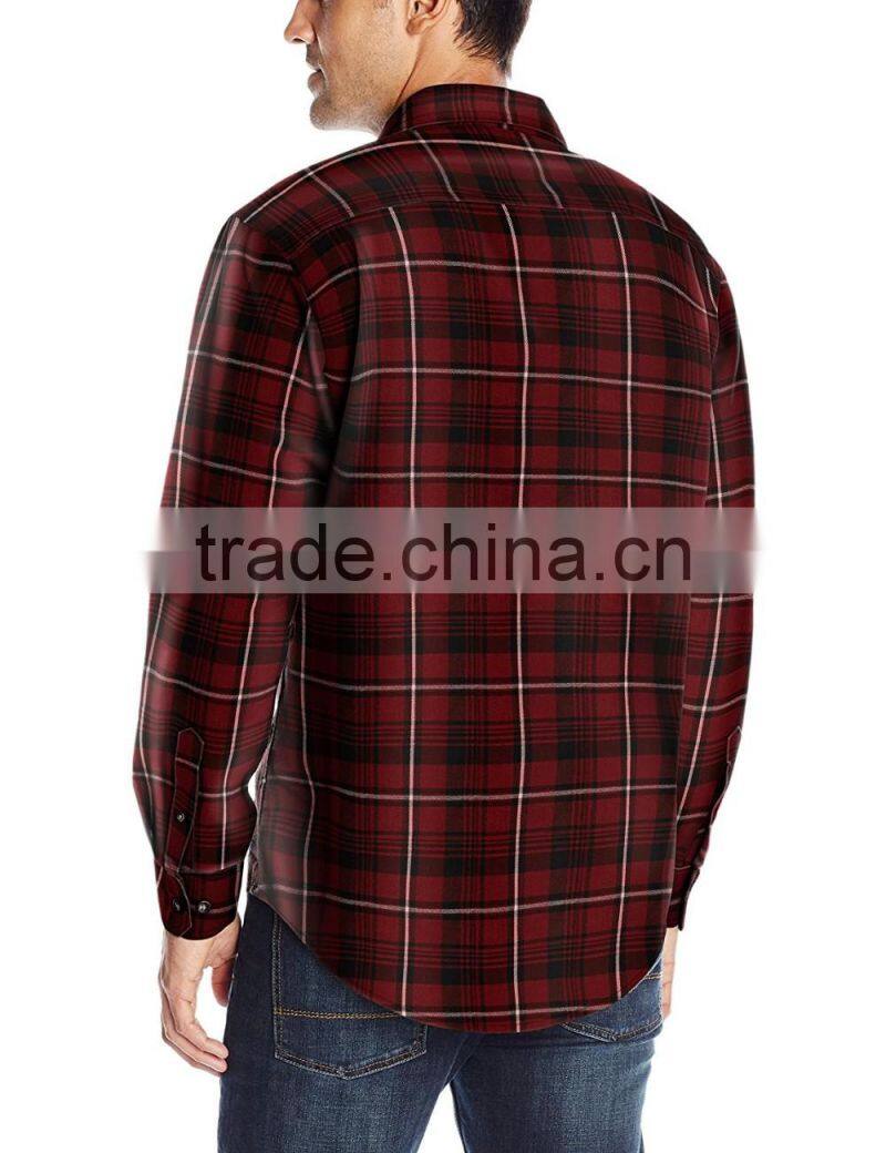 Top quality latest shirts design red black men flannel shirt