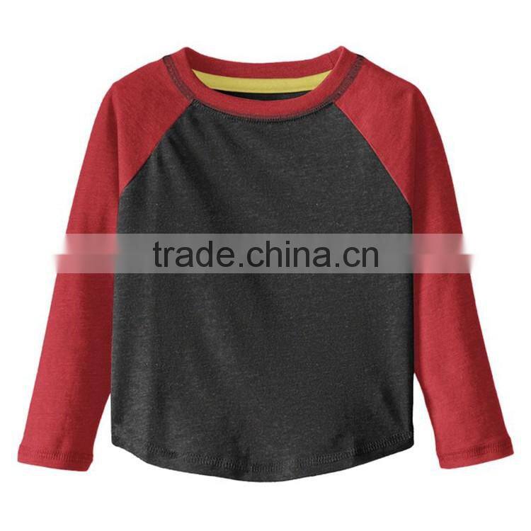 Long sleeve raglan cheap price china wholesale mixed color round bottom t shirt