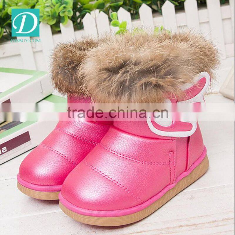 2016 Winter Warm Wool Cloth With Rabbit Hair Soft Snow Boots Kids Shoes