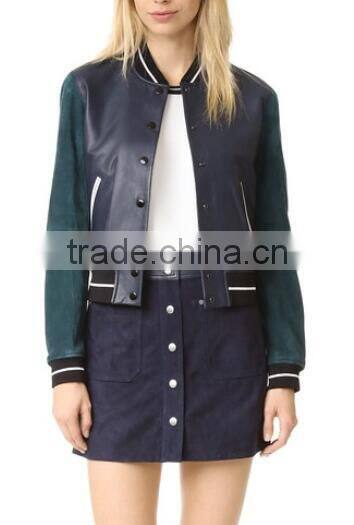 Runwaylover EY1056C Women Fashion 2017 Long Sleeve Pu Splice Jackets