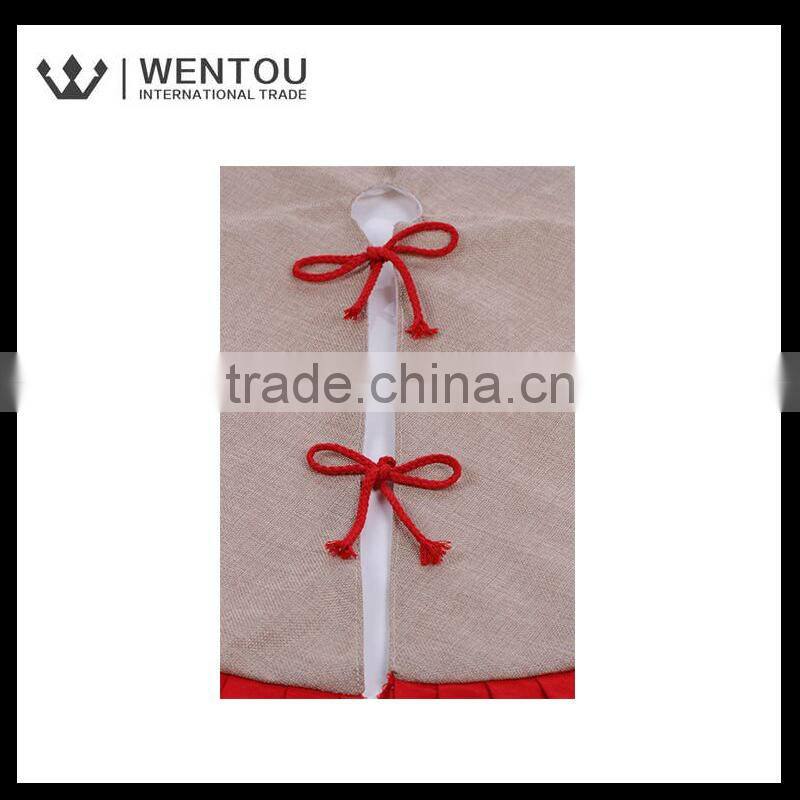 Wholesale Double Ruffles Burlap Christmas Tree Skirt