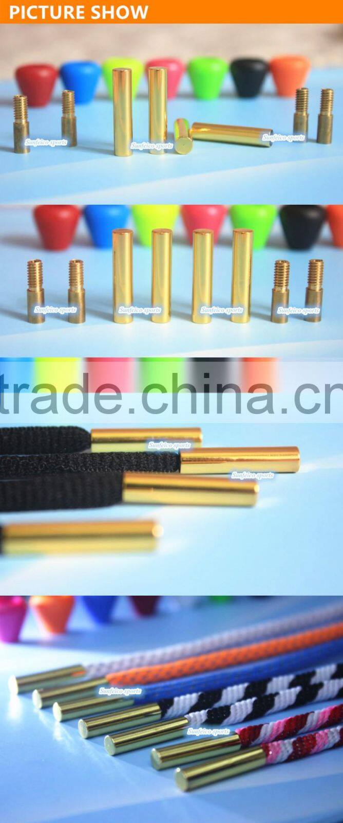 (MOQ:100pcs) Cylindrical Shoelace Aglets - Shoelaces Tips - DIY Shoelace Accessories ( Gold & Silver )- Accept Custom