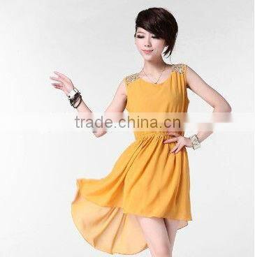 Women's Chiffon Casual Paillette Shoulder Dress