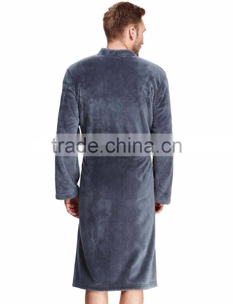 Luxury Men's Thermal Coral Fleece Bathrobe Dressing Gown