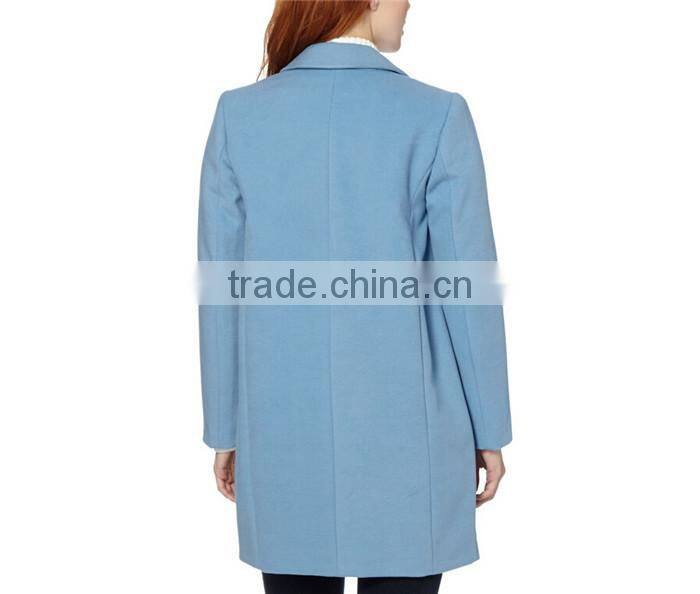 light blue single breasted three quarter length ladies long coats