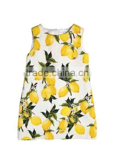 2017 latest design silk skirt children model print with fruits skirt