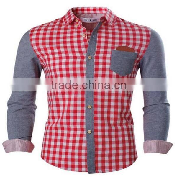 2016 new wholesale checked shirt custom mens casual dress shirts