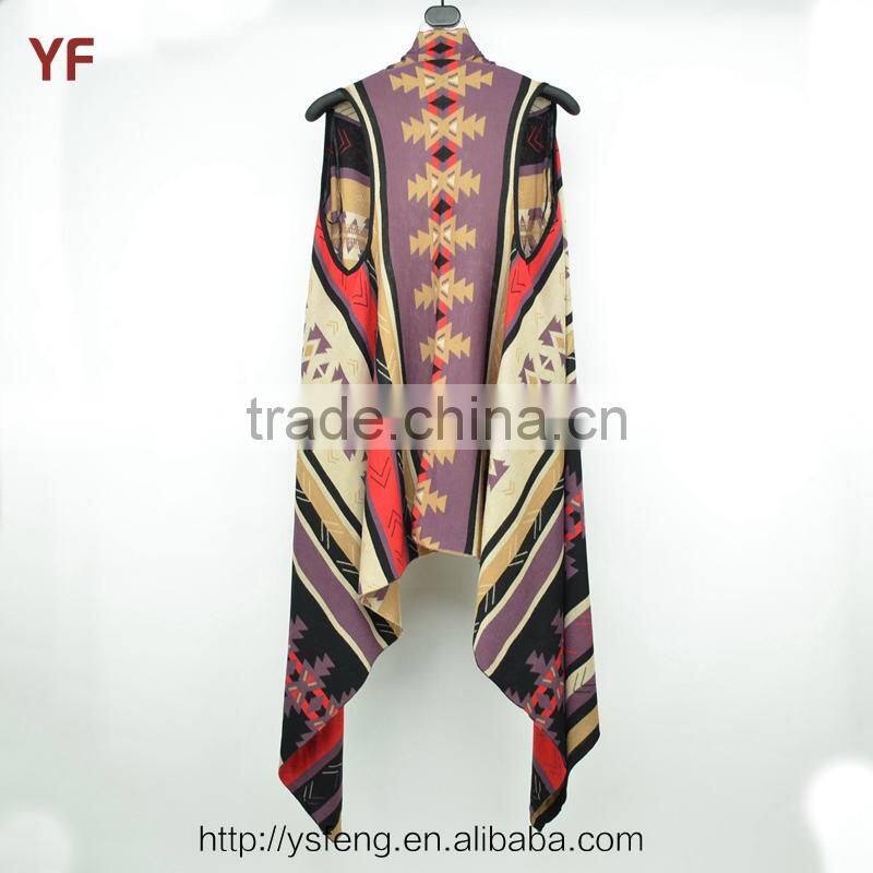 Women Fashion Knitting Pattern Poncho Sweater