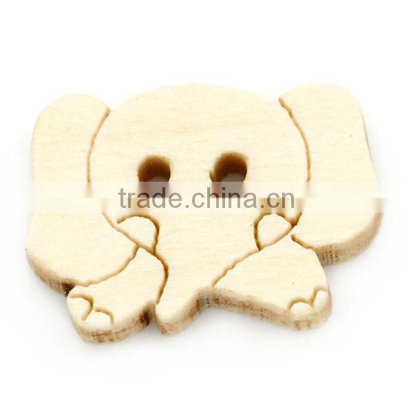 Wood Sewing Buttons Scrapbooking Elephant Head Natural 2 Holes 17x12mm