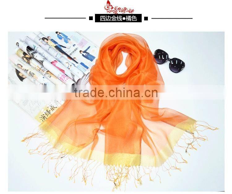 2017 Latest Fashion Organza scarves two layer silk scarf best selling for ladies silk scarf hijab caps