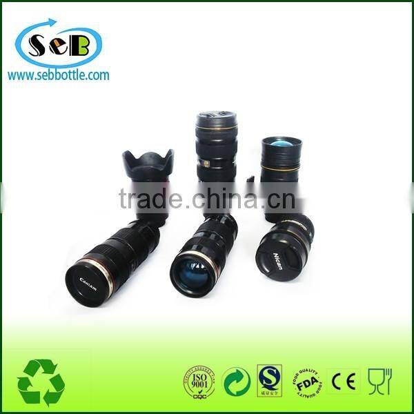 HOT sale stainless steel vacuum camera lens mug travel mug coffee mug with heating in car