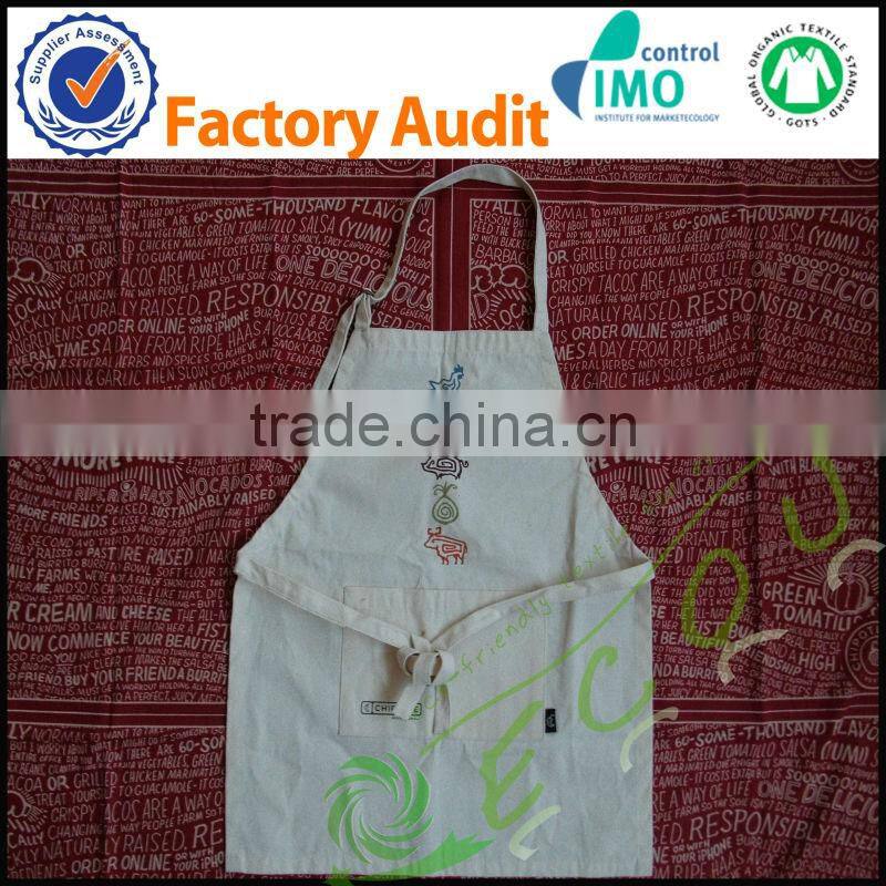 wholesale high quality kitchen apron printed organic cotton apron with pocket