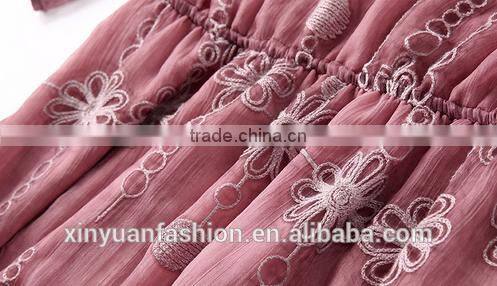 Shunyi silk dress latest embroidery designs High-grade fine dress