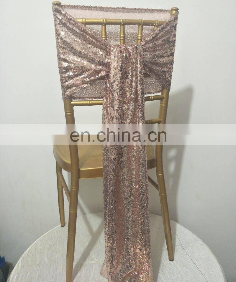 Graceful Popular High Quality Rose Gold Sequin Chair Sash