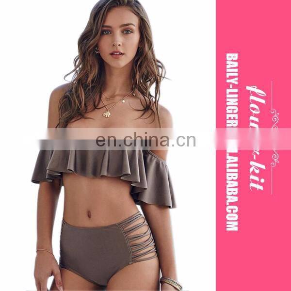 Black White Abstract Sexy Print Bikini Women High Waisted Bandeau Swimsuit