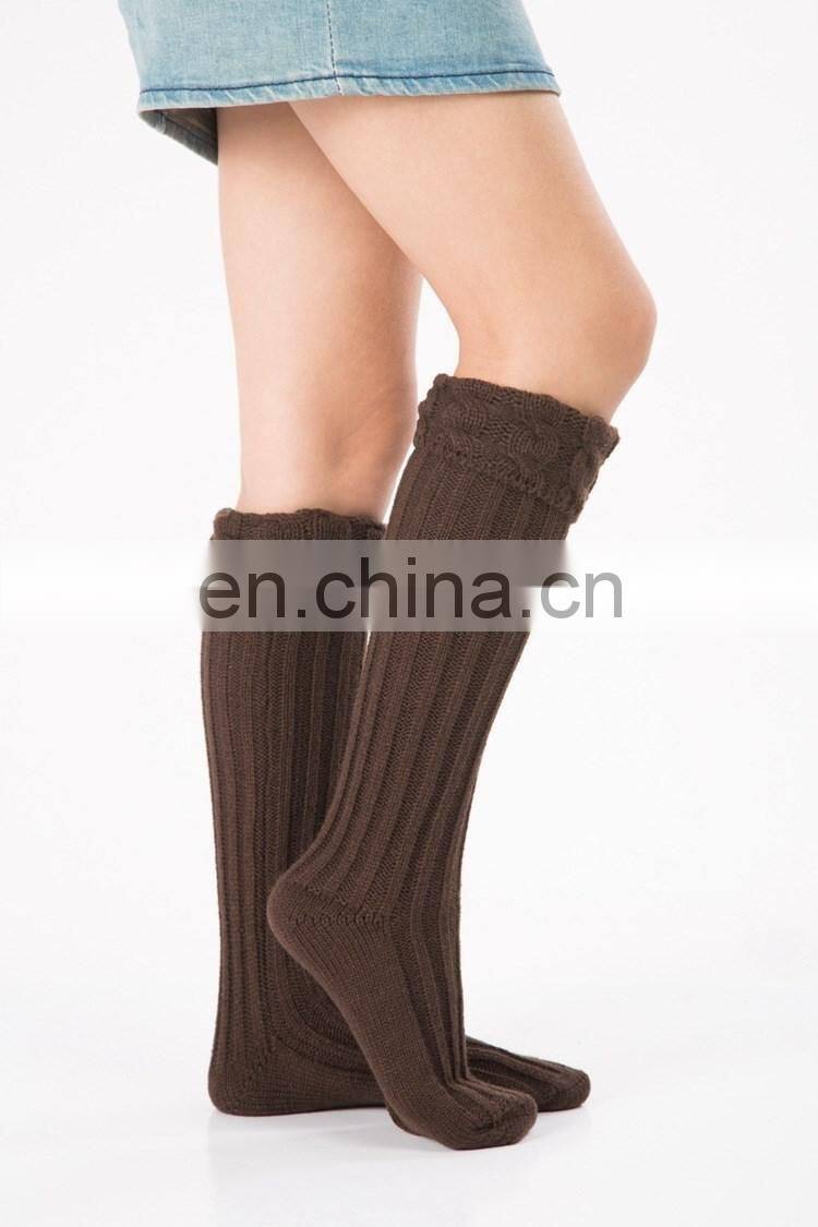 fashion floor socks with cable knit turnover ,knitted leg warmers women