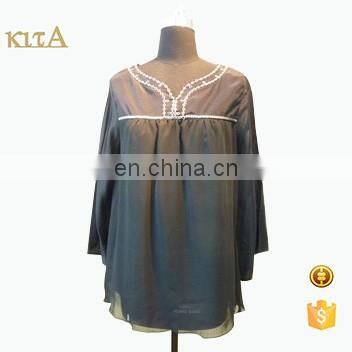 women cheap fashion half sleeve embroidery rayon blouse