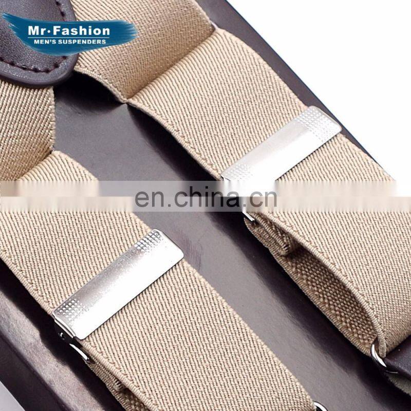 HOT SALE Adult Men's 4 clips high quality solid colors suspenders