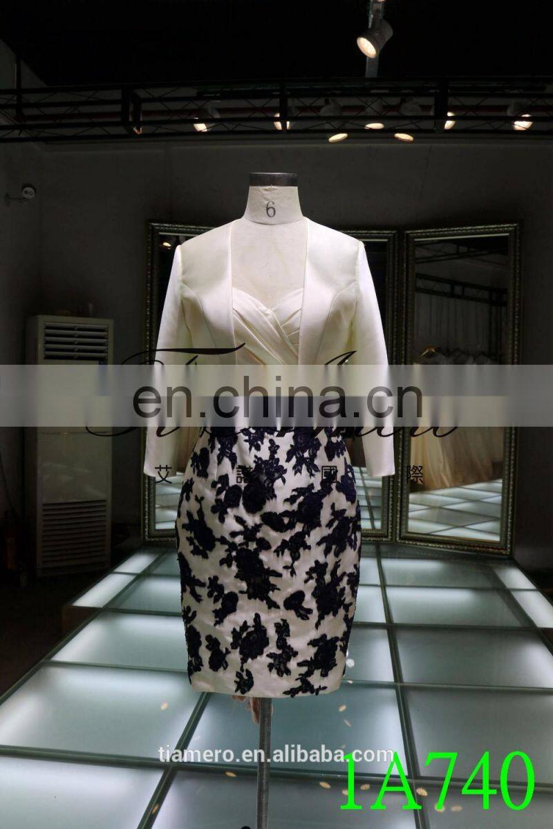 1A740 Strapless Formal Satin Dress Knee length womens suits 2016 new design