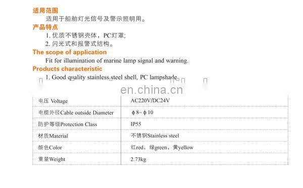 Emergency IP55 marine stainless steel led warning light