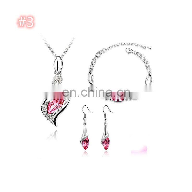 fashion Diamond jewelry set Necklace + bracelet + erring jewelry set Ladies Women crystal 3 piece costume jewelry
