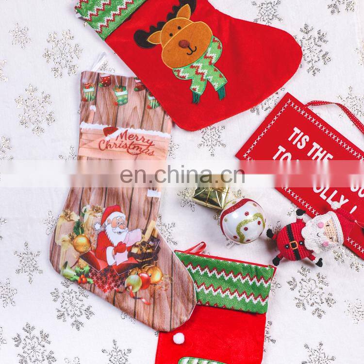 Promotion Factory Price Deer Pattern Bulk Christmas Stockings for Kids