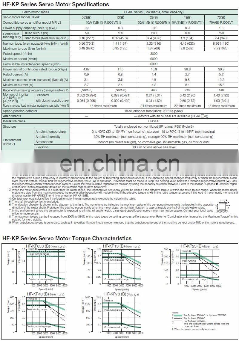MITSUBISHI HF-KP13B/HF-KP13BD SERVO MOTOR