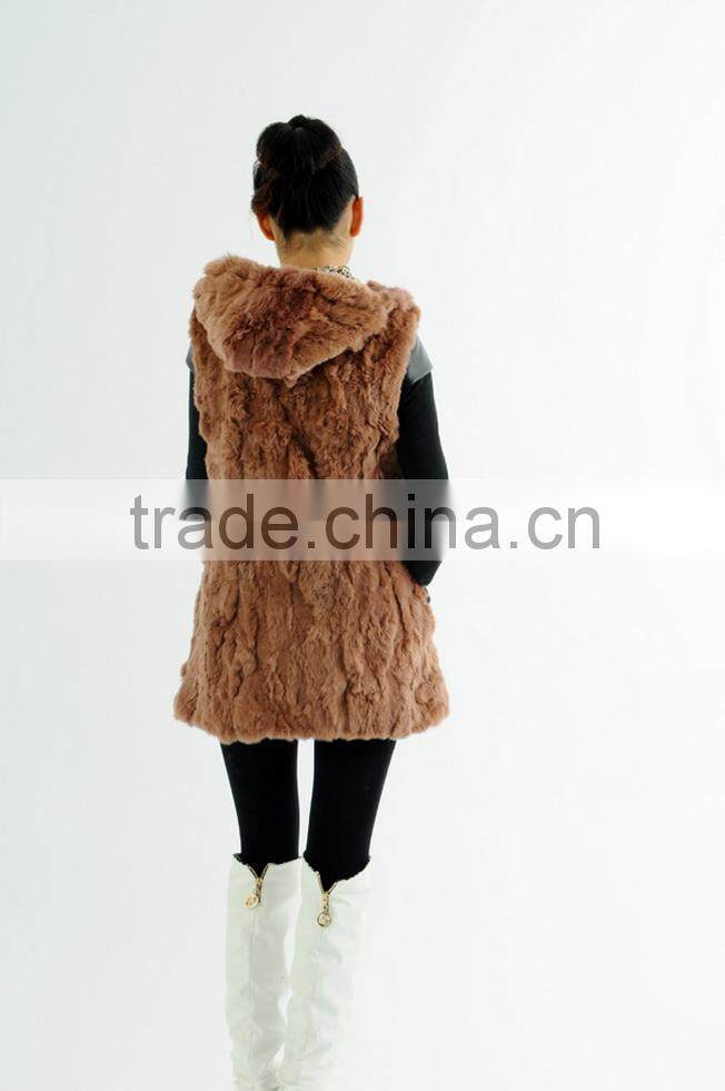 Brown Long New Style Rabbit Fur Winter Women Coat