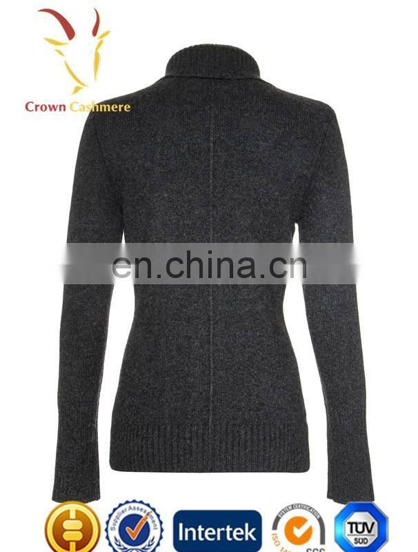 Turtleneck Knitting Lady Cashmere Merino Wool Fancy Thick Cardigan Coat