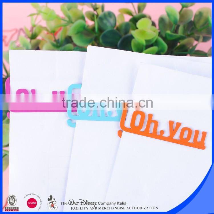 Etched letter bookmark with different color painted