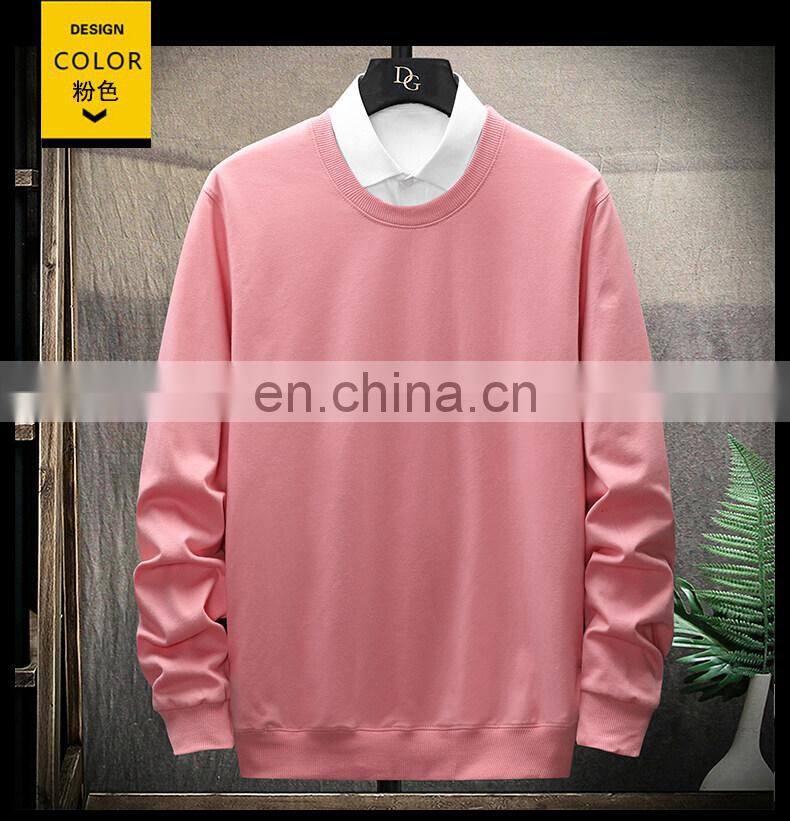 Custom brand round neck plain sweatshirt 100% cotton high quality men custom pullover hoodie plus size men t-shirt