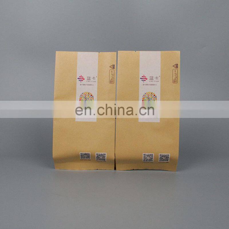 Factory wholesale food packaging doypack stand up pouch with clear window and zip lock for tea snack kraft paper bag printer