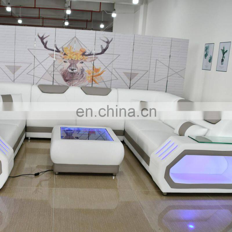 American Multi-functional living room leather sofas Sectional Sofa with LED light