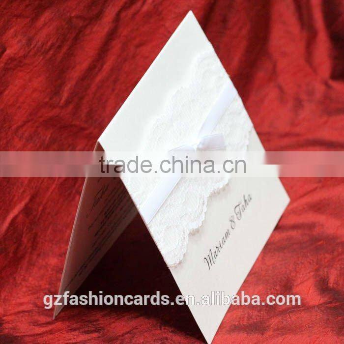 2014 Royal Unique Wedding Invitation Cards with Lace and Buckle