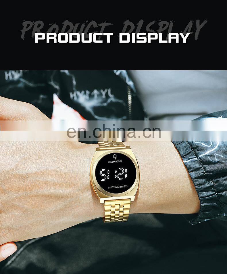SANDA 8012 Mens Fashion Digital Business Watches Calendar Stainless Steel Week Display Back Light Wristwatch