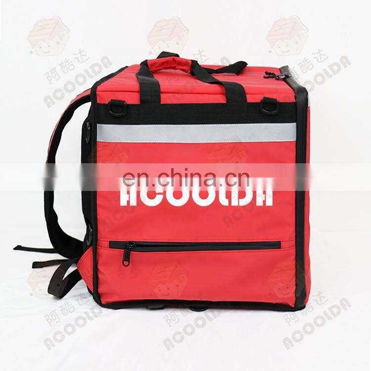 Wholesale or Customized waterproof insulated red food delivery backpack by motorcycle