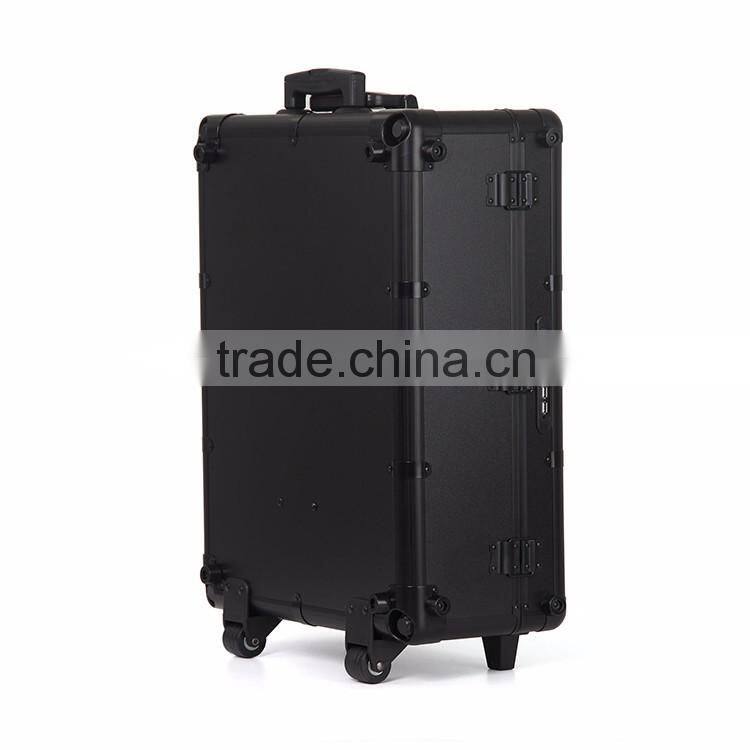 high quality professional cosmetic case aluminum trolley makeup case with light