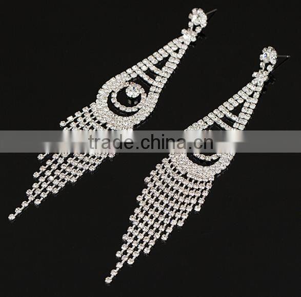 Wholesale fashion Rhinestone Bridal Earrings With tassels Stud Earring