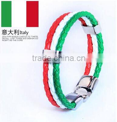 2016 Euro cup leather wrap nationall flag bracelet