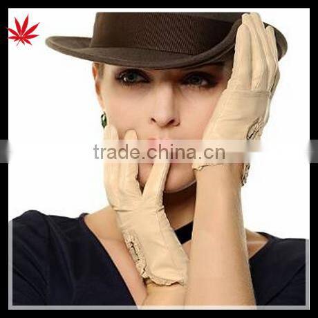 Ladies fashion leather gloves nappa sheep color leather gloves