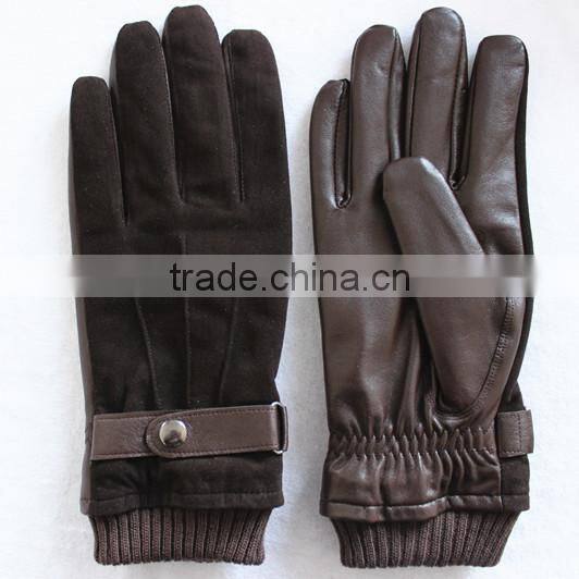 Top trendy leather gloves for men with pigsuede on the back