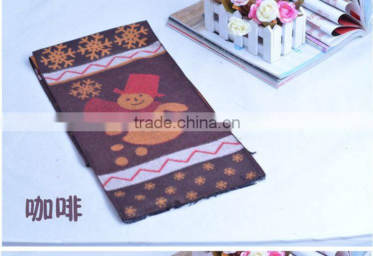Good Quality Fashion Baby Boys Girls Snowflower and Snowman Knitted Cashmere Scarf for Christmas