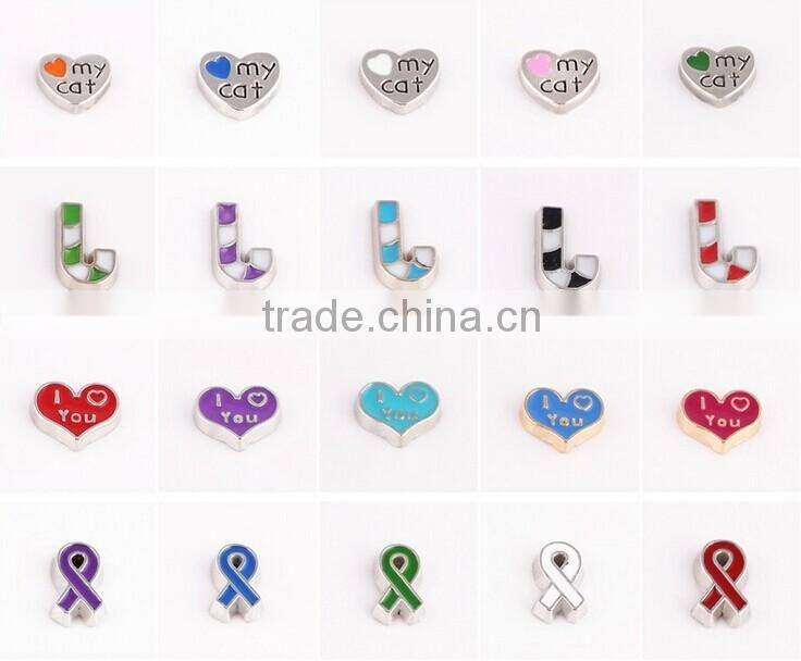 2015 new arrival colorful heart shaped floating lockets necklace
