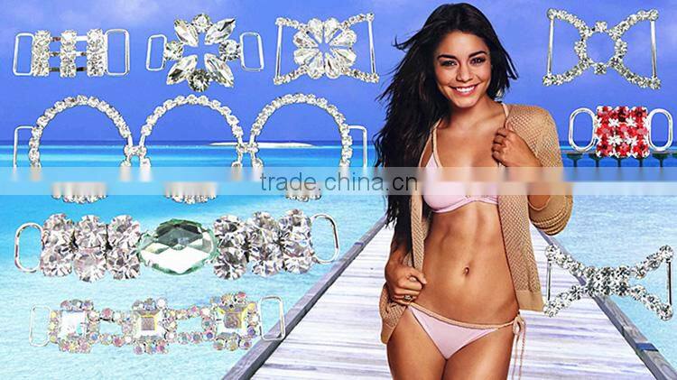 2015 fashion rhinestone buckle, crystal rhinestone ribbon buckle for bikini Decoration