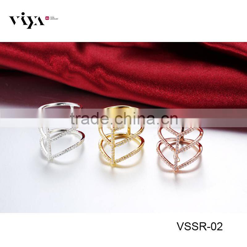 manufacturers wholesale 925 sterling silver cz design ring with PVD plating