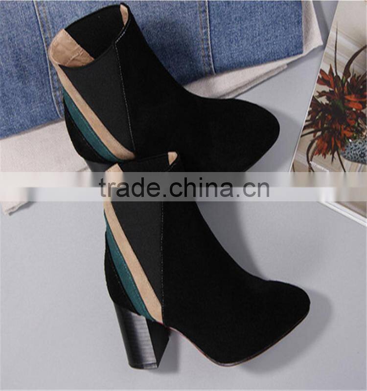 Thick high heel rubber boots women lady gaga heels suede boots