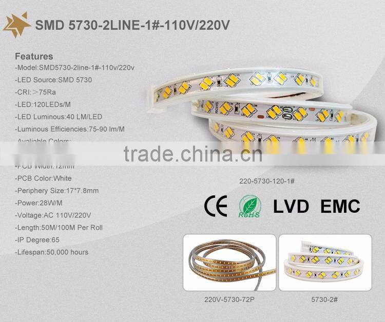 Newest technology double sided 120 leds/m 5050 rgb led strip 220v led strip