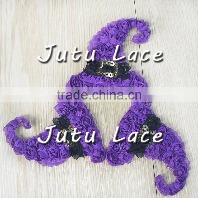 New Halloween cap chiffon shabby rose trim, popular symbols of Halloween hats rosette flower